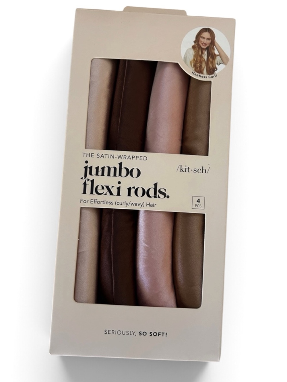 Kitsch satin wrapped jumbo flexi rods set of 4 EUC curlers wavy hair